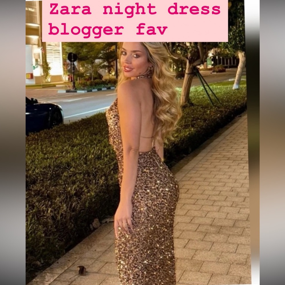 NWT ZARA blogger fav SEQUIN MIDI DRESS XS AND M